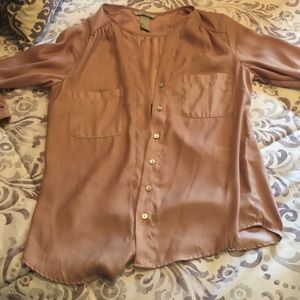 Tan silky button down H&M